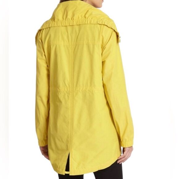 Eileen Fisher Anorak Windbreaker High Collar Rain Jacket Yellow Large 319.00 - Picture 2 of 14
